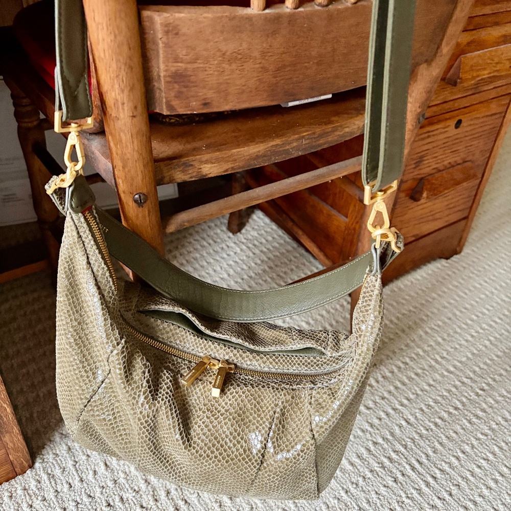 Hammitt Morgan Bag - Limited Release, Sage Green snake embossed leather